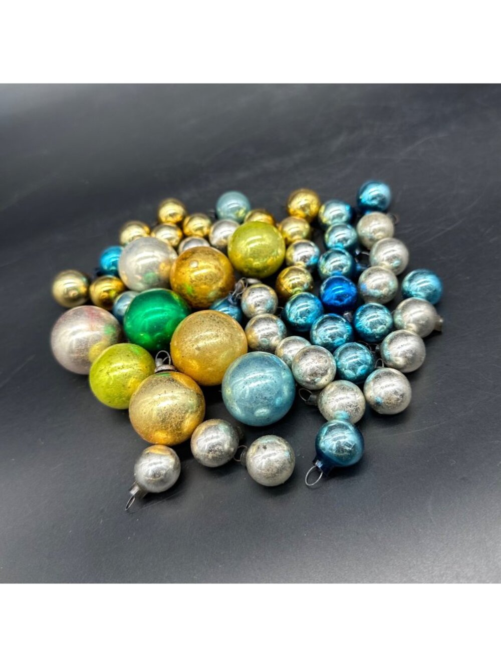Vintage Mercury Glass Mini Christmas Ornament Balls Lot Retro Holiday Tree Decor